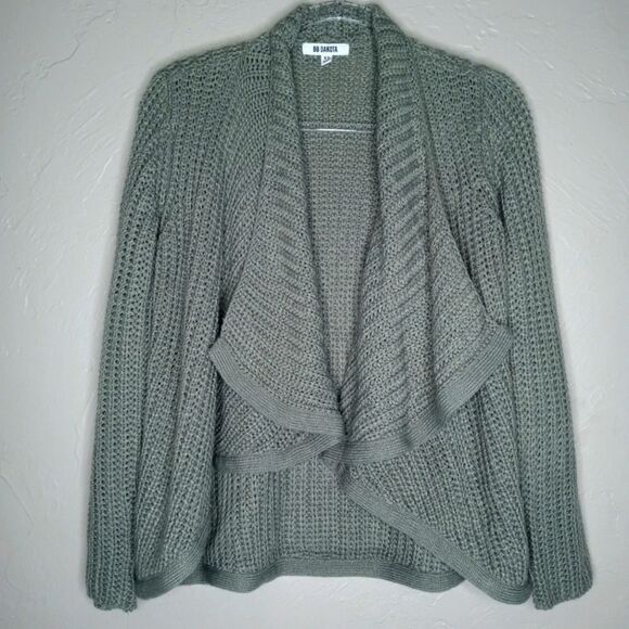 BB Dakota Gray Waterfall Knit Cardigan - Picture 1 of 5